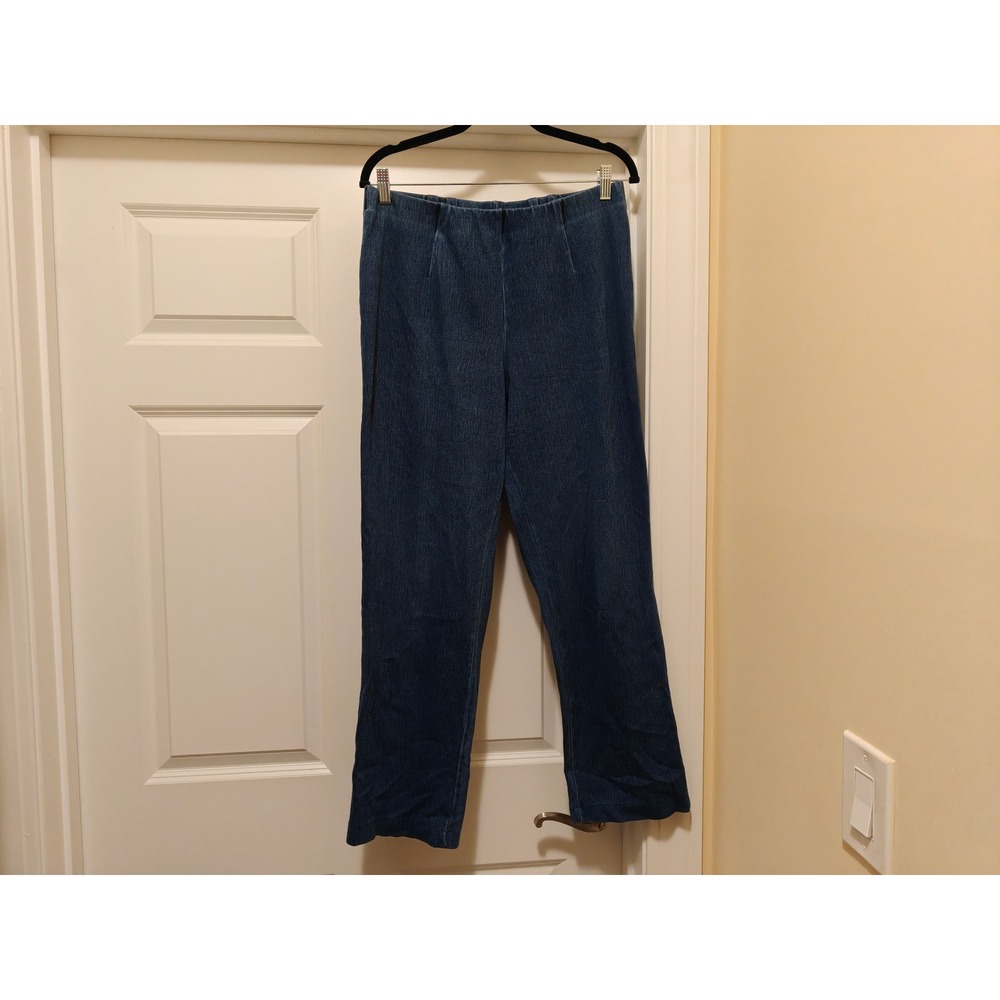 LL Bean Womens Medium Tall Indigo Blue Pull On Straight Leg Cotton Stretch Pants